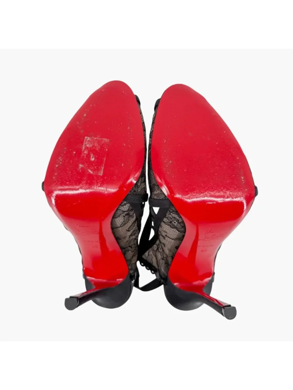Christian Louboutin Guiptik Slingback Pumps Heels Lace Chantilly Size 40 US 10